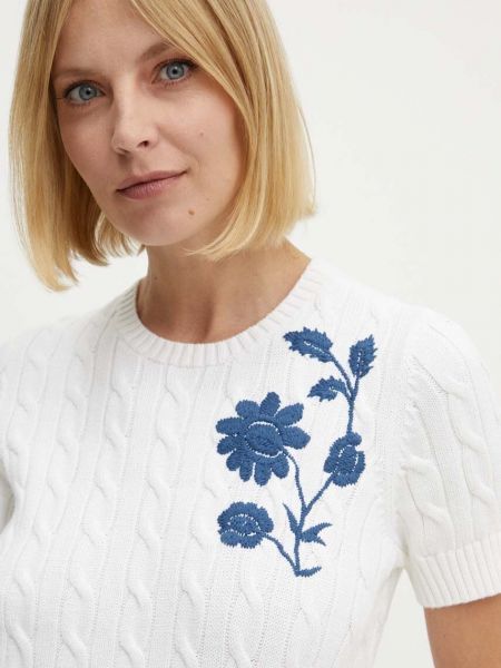 Pamučni pulover Lauren Ralph Lauren bijela