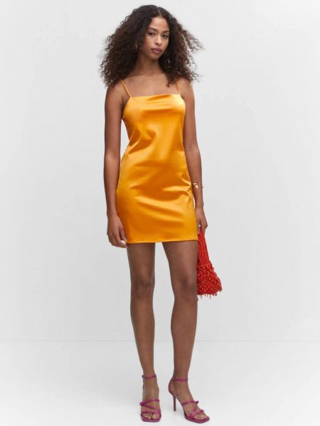 Атласное платье мини Mango желтое
