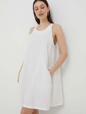 Lniana sukienka mini United Colors Of Benetton biała