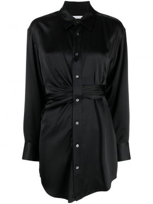 Σατέν φόρεμα σε στυλ πουκάμισο ντραπέ Alexander Wang μαύρο