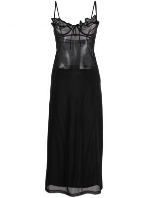 Koktejlkové šaty so sieťovinou Y/project čierna