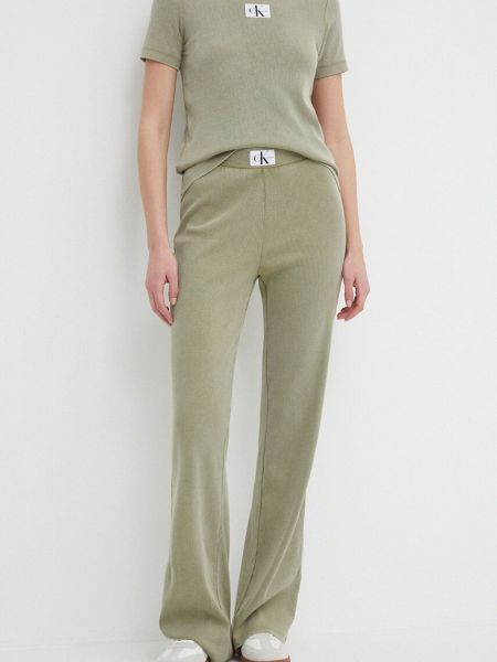 Spodnie sportowe z wysoką talią Calvin Klein Jeans zielone
