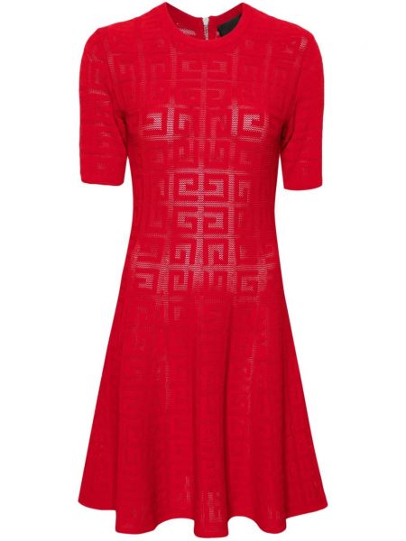 Pletena obleka iz žakarda Givenchy rdeča
