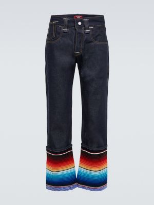 Žakárové pruhované skinny fit džínsy Junya Watanabe modrá