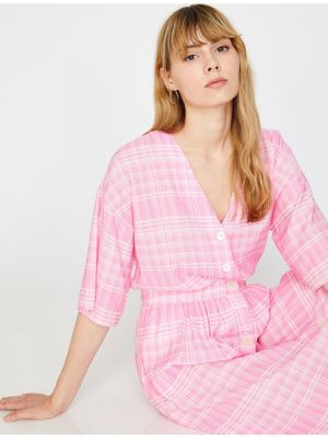 Розовая приталенная рубашка Koton