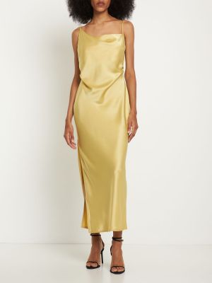 Saténové midi šaty Nanushka žluté