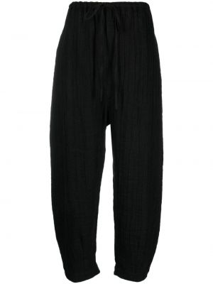 Lniane spodnie bawełniane Lauren Manoogian czarne