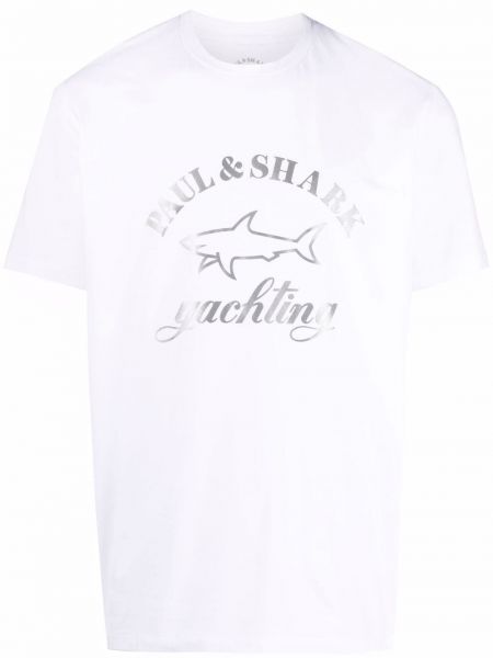 Pamut póló nyomtatás Paul & Shark fehér