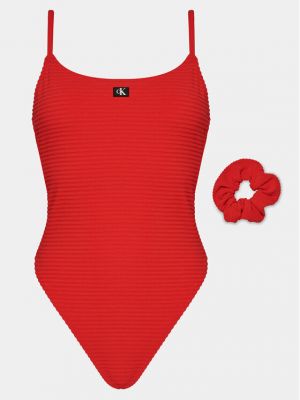 Vientisas maudymosi kostiumėlis Calvin Klein Swimwear raudona