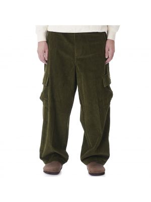 Вельветовые брюки карго свободного кроя Obey зеленые