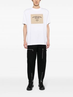 T-shirt en coton avec applique Calvin Klein blanc