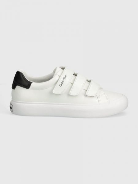 Шкіряні кросівки на липучках без шнурівки Calvin Klein білі