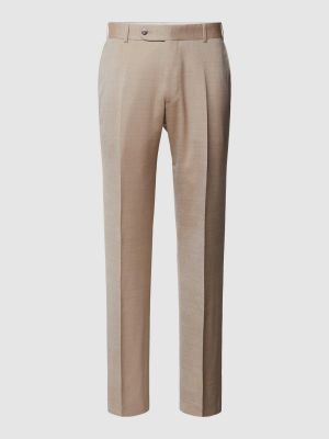 Spodnie z wiskozy w jednolitym kolorze Wilvorst beżowe
