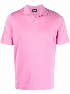 Polo majica s v-izrezom Drumohr ružičasta