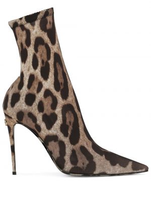 Обувки до глезена с принт с леопардов принт Dolce & Gabbana кафяво