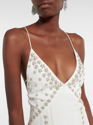 Rochie lunga de mătase de cristal Givenchy alb