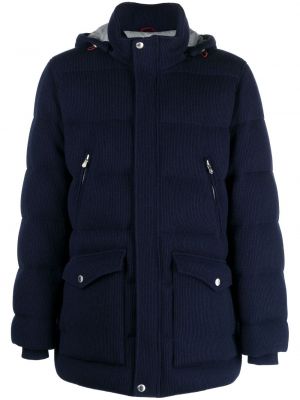 Кашмирено палто с цип Brunello Cucinelli синьо