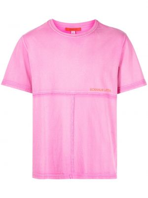 Koszulka bawełniane z krótkim rękawem Eckhaus Latta - różowy