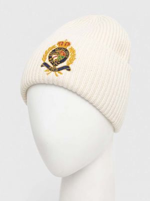 Dzianinowa czapka wełniana Polo Ralph Lauren beżowa