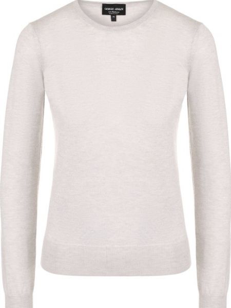 Однотонный кашемировый пуловер с круглым вырезом Giorgio Armani серый