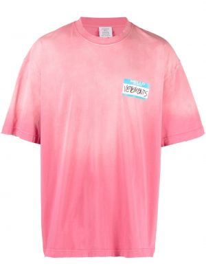 Βαμβακερή μπλούζα Vetements ροζ