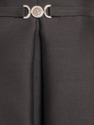Hedvábné vlněné mini šaty Versace černé