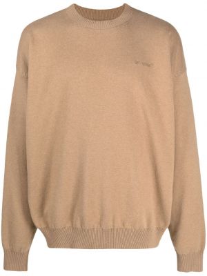 Плетен пуловер бродиран Off-white