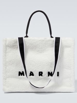 Nákupná taška s výšivkou Marni biela