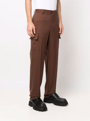Vlněné rovné kalhoty Valentino hnědé