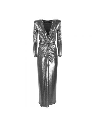 Sukienka długa z długim rękawem Simona Corsellini srebrna