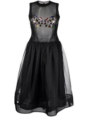 Sukienka midi z kryształkami Cynthia Rowley czarna