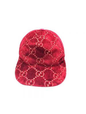 Aksamitna czapka Gucci Vintage czerwona