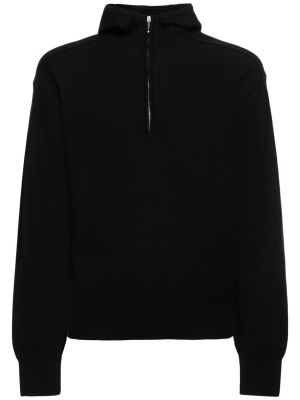 Μάλλινος πουλόβερ με φερμουάρ Burberry μαύρο