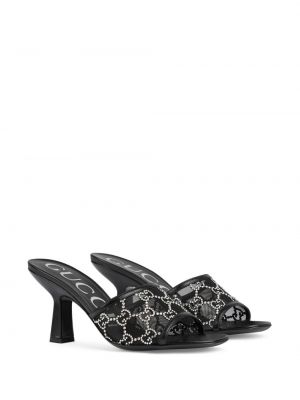 Křišťálové sandály Gucci černé
