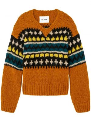 Пуловер с v-образно деколте Re/done оранжево
