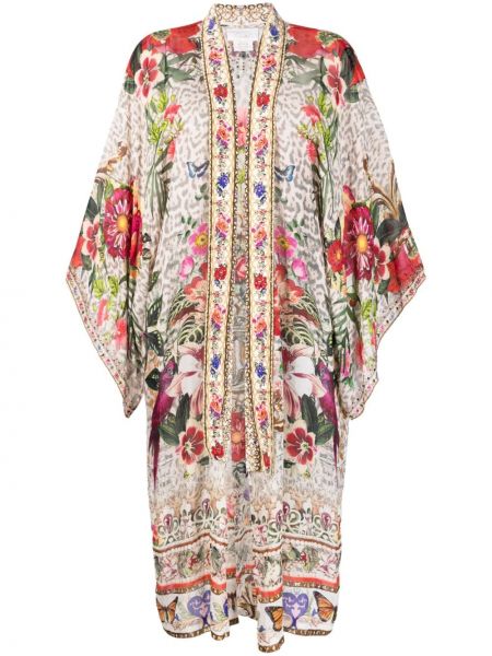 Palton de mătase cu model floral cu imagine Camilla