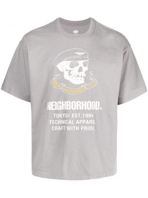 Тениска с принт Neighborhood сиво