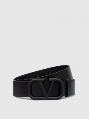 Черный кожаный ремень Valentino