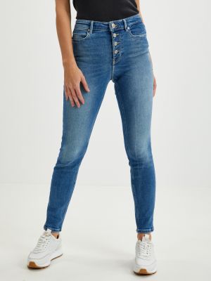 Skinny džíny s knoflíky Guess modré