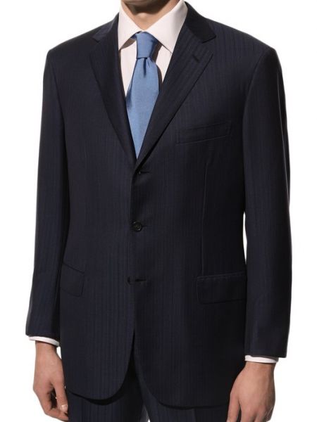 Шелковый шерстяной костюм Brioni синий