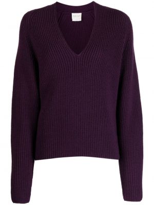 Пуловер с v-образно деколте Forte_forte виолетово