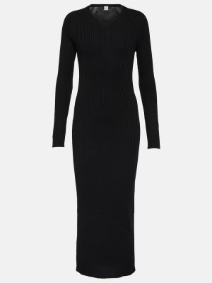 Sukienka midi wełniana Toteme czarna