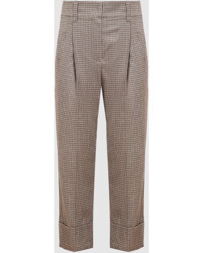 Твідові вовняні прямі брюки Brunello Cucinelli сірі