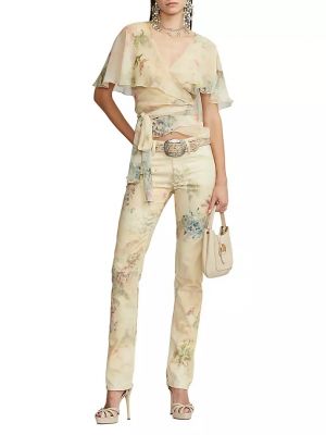 Шелковая блузка в цветочек с принтом Ralph Lauren Collection