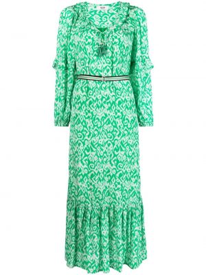 Миди рокля с принт с абстрактен десен Moliin зелено