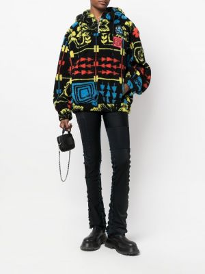 Geblümt hoodie mit reißverschluss mit print Chopova Lowena schwarz