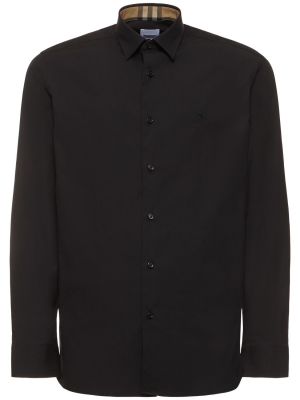 Βαμβακερό πουκάμισο σε στενή γραμμή Burberry μαύρο