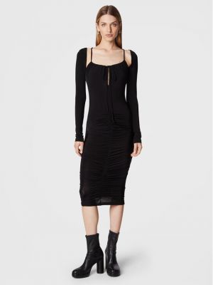 Suknele kokteiline slim fit Versace Jeans Couture juoda