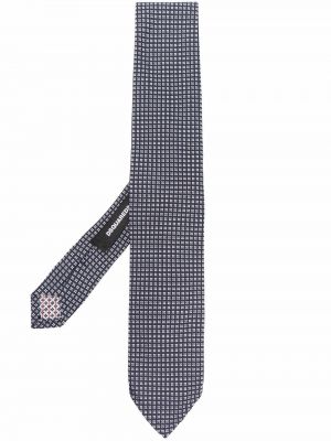 Jedwabny haftowany krawat Dsquared2 niebieski