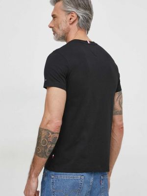 Koszulka slim fit bawełniana z nadrukiem Tommy Hilfiger czarna